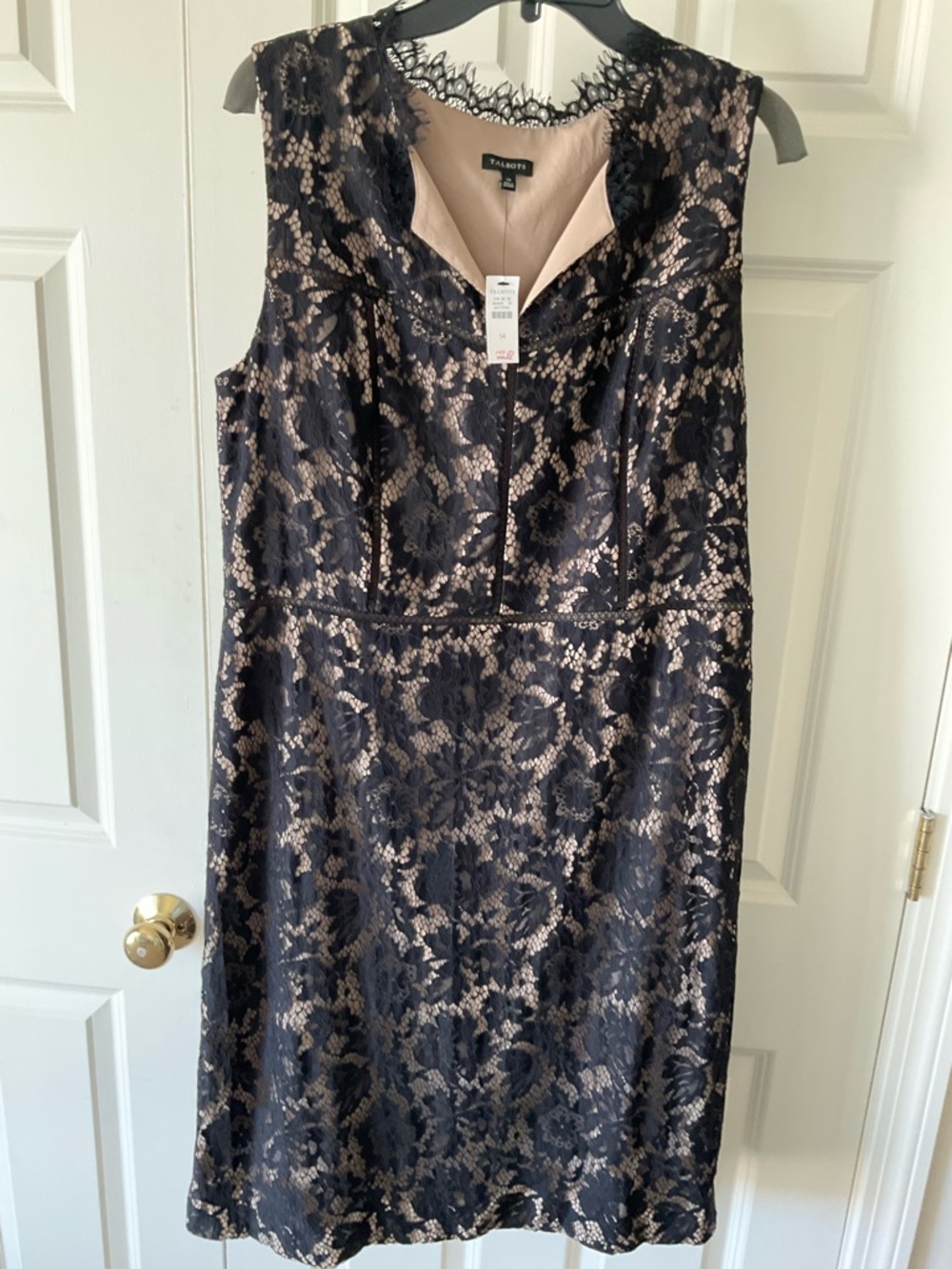 Talbots Black Lace Dress with Nude Lining